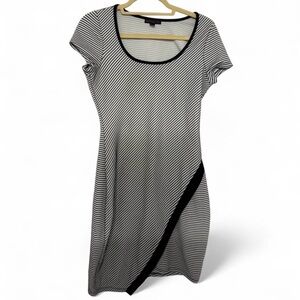 Material Girl Black and White Striped Midi Dress